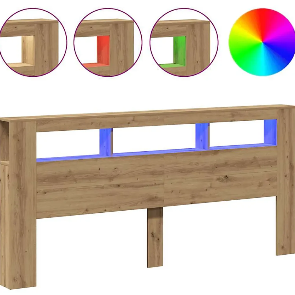 Vidaxl Tête de lit à LED chêne artisanal 220x18,5x103,5 cm* Tête De Lit