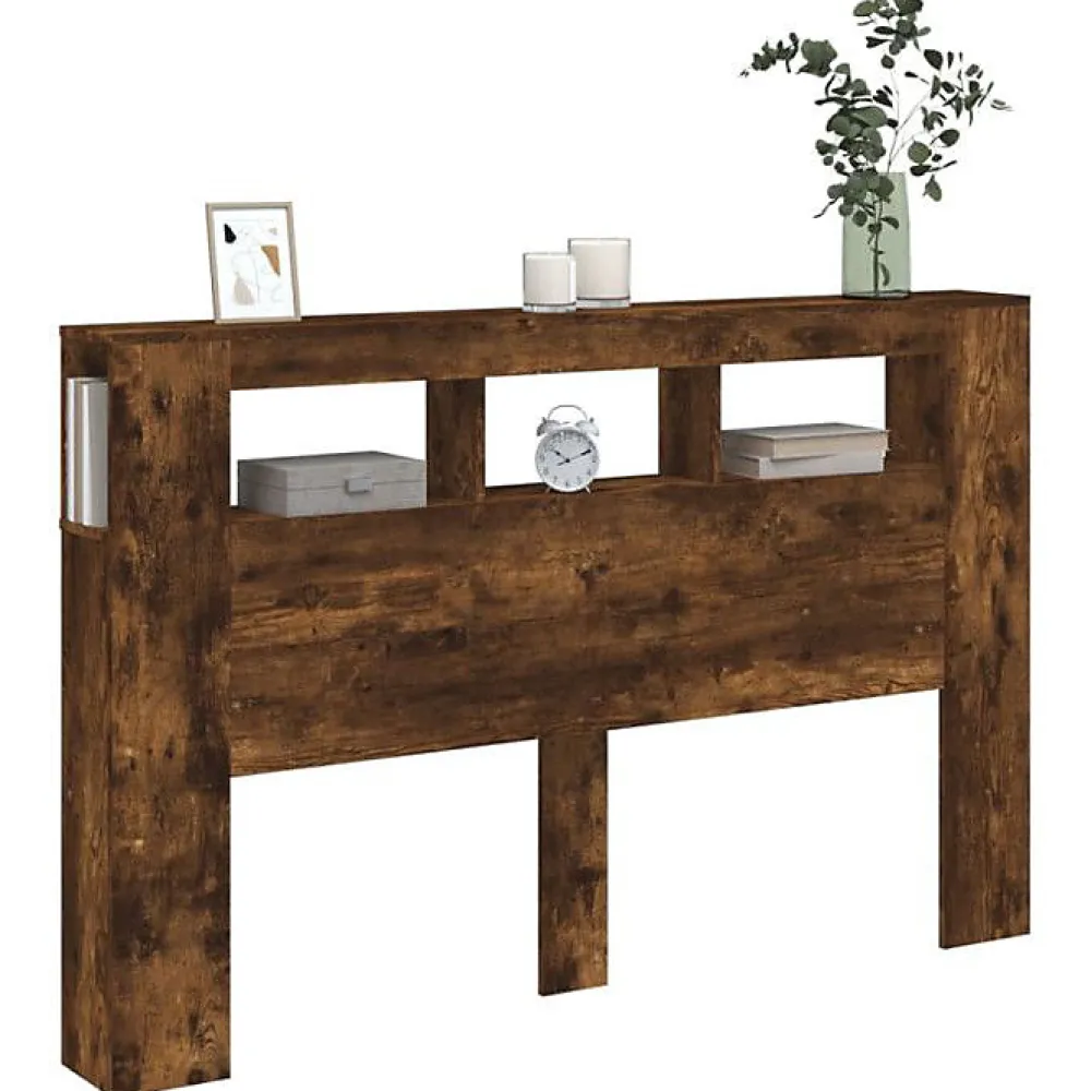 Vidaxl Tête de lit à LED chêne fumé 160x18,5x103,5cm bois d'ingénierie* Tête De Lit