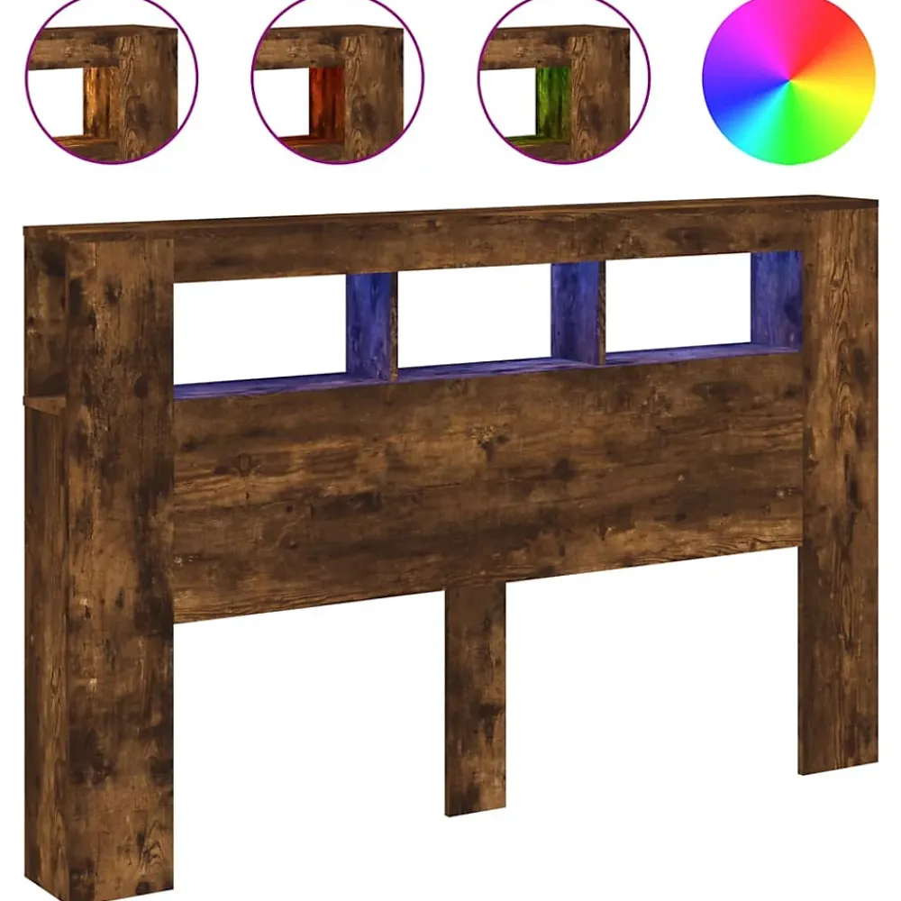 Vidaxl Tête de lit à LED chêne fumé 160x18,5x103,5cm bois d'ingénierie* Tête De Lit