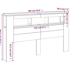 Tête de lit à LED gris béton 180x18,5x103,5cm bois d'ingénierie><noscript><img width=