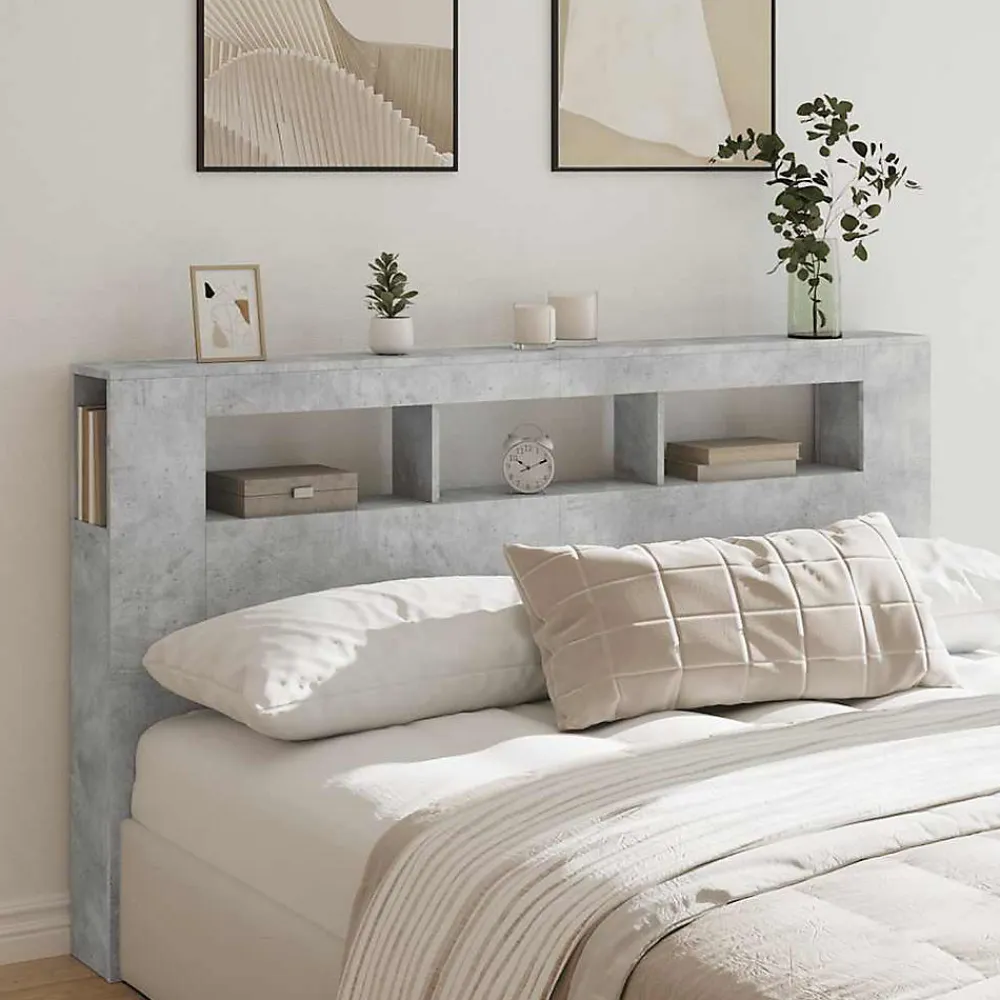 Tête de lit à LED gris béton 180x18,5x103,5cm bois d'ingénierie>Vidaxl Discount