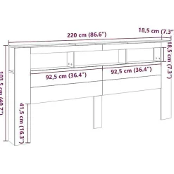 Tête de lit à LED vieux bois 220x18,5x103,5cm bois d'ingénierie><noscript><img width=
