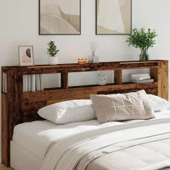 Tête de lit à LED vieux bois 220x18,5x103,5cm bois d'ingénierie><noscript><img width=