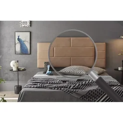 Eccox Tête de lit 160 Mur Brique Tissu Anti-Tache 162x57x5cm Camel Clair.* Tête De Lit