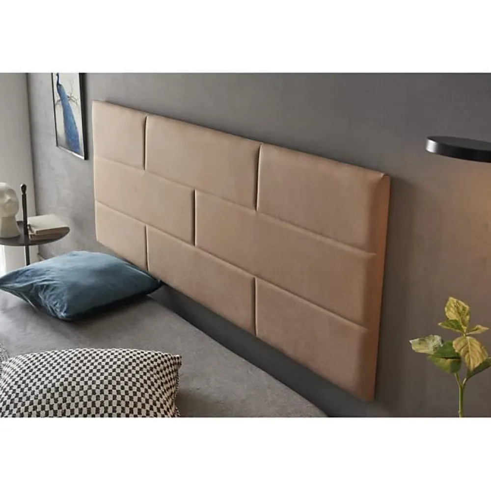 Eccox Tête de lit 80 Mur de Briques Tissu Anti-Tache 112x57x5cm Camel Clair.* Tête De Lit