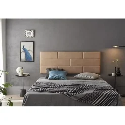 Eccox Tête de lit 80 Mur de Briques Tissu Anti-Tache 112x57x5cm Camel Clair.* Tête De Lit