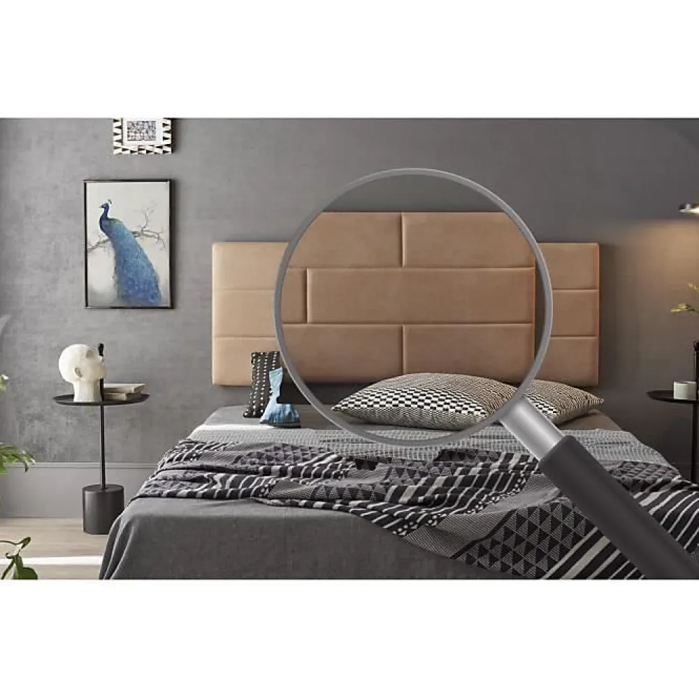 Eccox Tête de lit 80 Mur de Briques Tissu Anti-Tache 112x57x5cm Camel Clair.* Tête De Lit