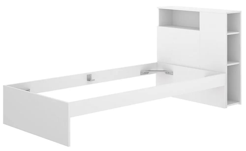 Tête de lit + structure de lit en bois coloris blanc - Longueur 218 x Profondeur 97,50 x Hauteur 95 cm>Pegane New