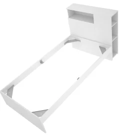 Tête de lit + structure de lit en bois coloris blanc - Longueur 218 x Profondeur 97,50 x Hauteur 95 cm><noscript><img width=