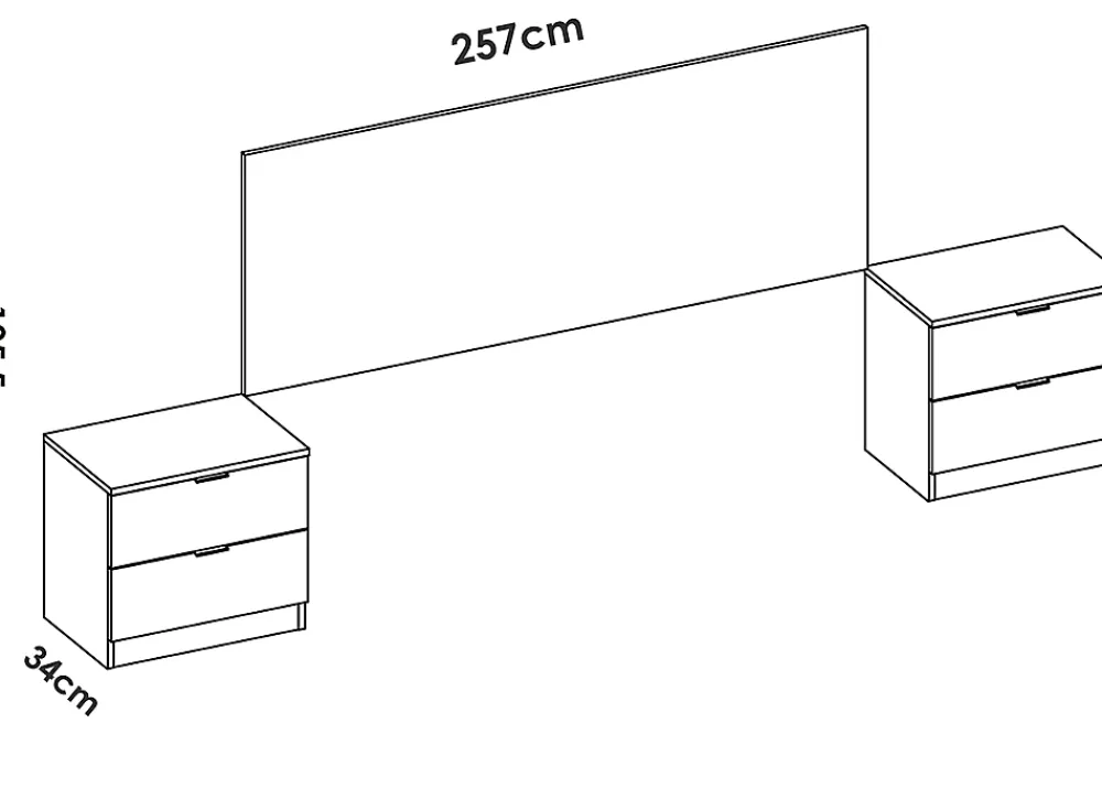Pegane Tête de lit avec 2 tables de chevet coloris imitation lamelles, blanc - longueur 256 x profondeur 34 x hauteur 106 cm* Tête De Lit