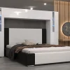 Tête de lit avec rangement Armoire - pont de lit PANAMA 8/21W/HG2-1B blanc/blanc brillant 240x184x35cm>Azura Home Design Outlet