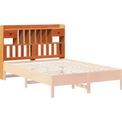 Tête de lit avec rangement cire marron 160cm bois massif de pin><noscript><img width=