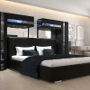 Azura Home Design Tête de lit avec rangement Armoire - pont de lit PANAMA 14/HG/B/1-1C noir/noir brillant 290x184x35cm* Tête De Lit