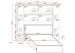 Azura Home Design Tête de lit avec rangement Armoire - pont de lit PANAMA 4/HG/W/2-1A blanc/blanc brillant 256x223x35cm* Tête De Lit