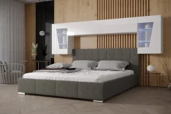 Tête de lit avec rangement Armoire - pont de lit PANAMA 9HG/W/2-1B blanc/blanc brillant 266x91x35cm>Azura Home Design Outlet