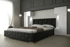 Azura Home Design Tête de lit avec rangement Armoire - pont de lit PANAMA 3/21W/HG2 blanc/blanc brillant 282-322x159x35cm* Tête De Lit