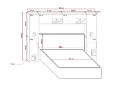 Tête de lit avec rangement Armoire - pont de lit PANAMA 12HG/W/2-1B blanc/blanc brillant 240x184x35cm>Azura Home Design Sale