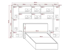 Tête de lit avec rangement Armoire - pont de lit PANAMA 7/M/S/5-1C chêne sonoma 300x213x35cm>Azura Home Design Online