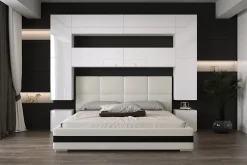 Azura Home Design Tête de lit avec rangement Armoire - pont de lit PANAMA 4/HG/W/2-1B blanc/blanc brillant 240x223x35cm* Tête De Lit