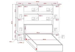 Azura Home Design Tête de lit avec rangement Armoire - pont de lit PANAMA 4/HG/W/2-1B blanc/blanc brillant 240x223x35cm* Tête De Lit