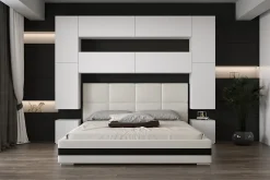 Azura Home Design Tête de lit avec rangement Armoire - pont de lit PANAMA 4/M/W/3-1C blanc 280x223x35cm* Tête De Lit