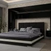Tête de lit avec rangement Armoire - pont de lit PANAMA 7/HG/B/1-1C noir/noir brillant 300x213x35cm>Azura Home Design New
