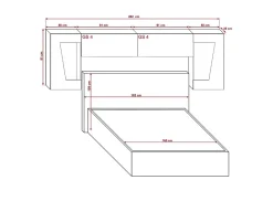 Azura Home Design Tête de lit avec rangement Armoire - pont de lit PANAMA 9/HG/W/1-1A blanc/blanc brillant 282x91x35cm* Tête De Lit