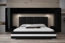 Tête de lit avec rangement Armoire - pont de lit PANAMA 6/21B/HG1-1A noir/noir brillant 323x167x35cm>Azura Home Design Discount