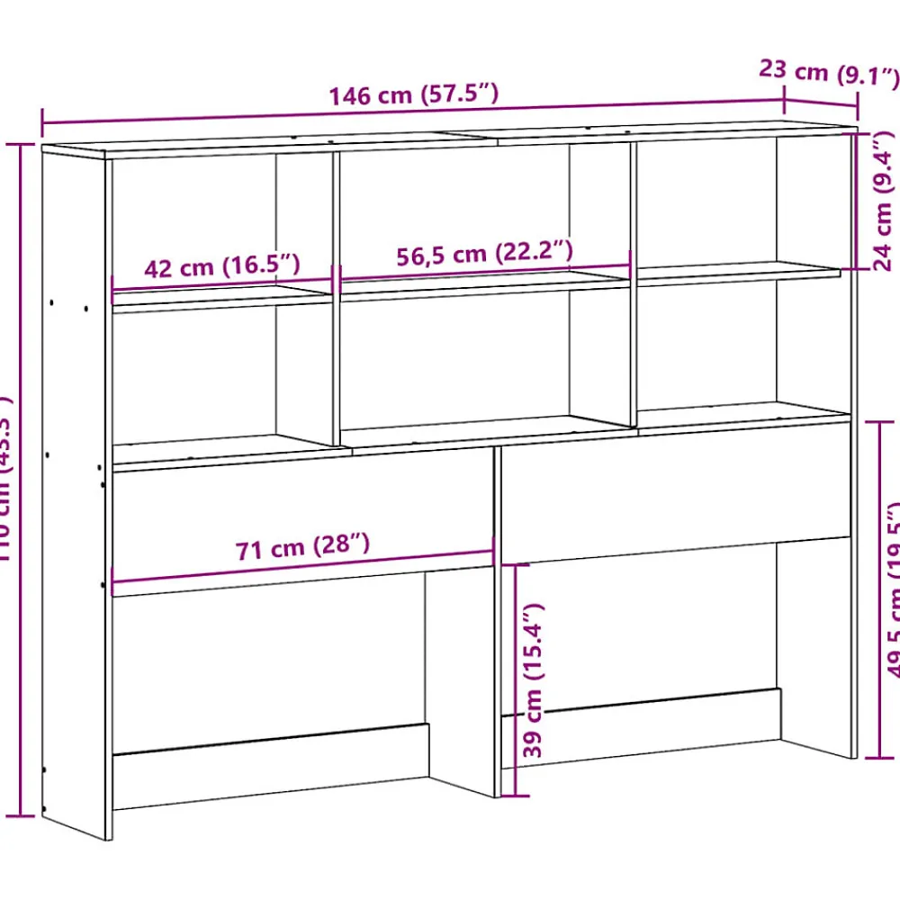 Tête de lit avec rangement blanc 140 cm bois massif de pin>Vidaxl New