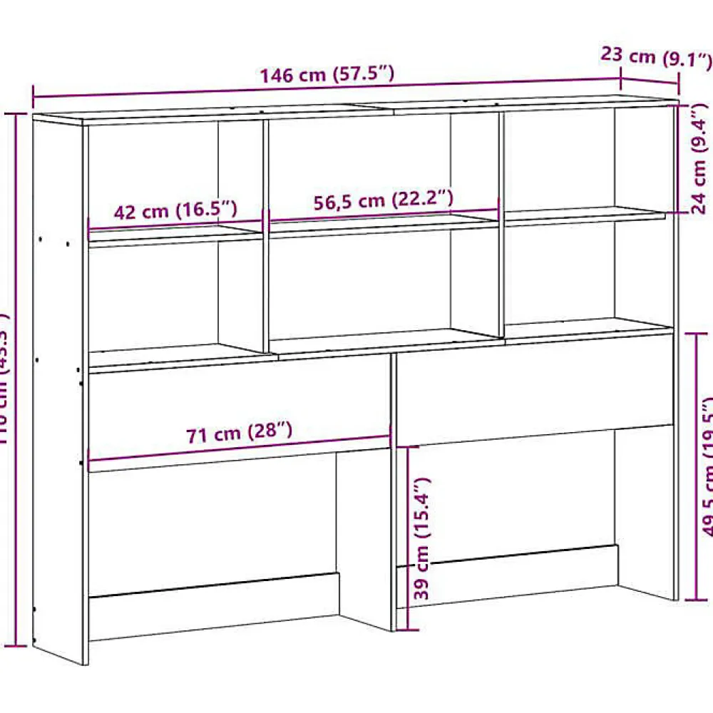 Tête de lit avec rangement blanc 140 cm bois massif de pin>Vidaxl New