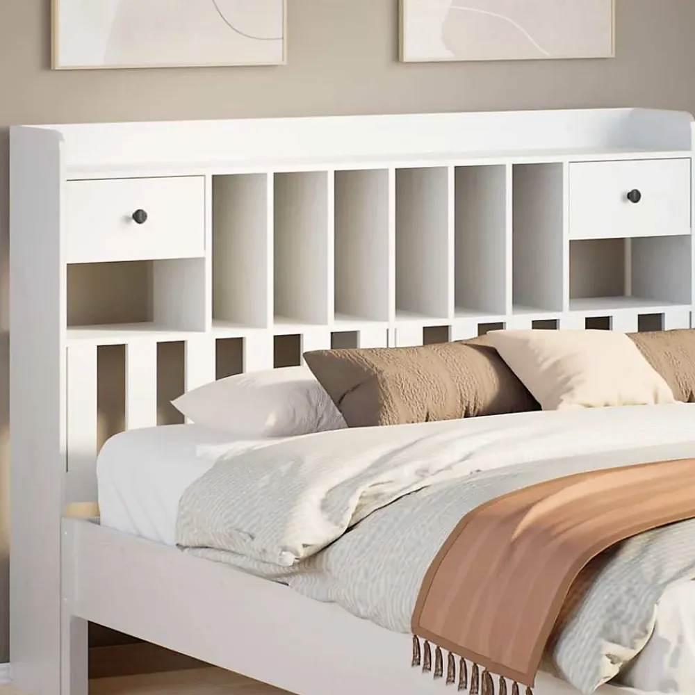 Vidaxl Tête de lit avec rangement blanc 160 cm bois massif de pin* Tête De Lit