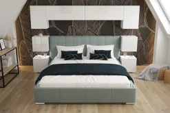 Tête de lit avec rangement Armoire - pont de lit PANAMA 13/HG/W/2-1B blanc/blanc brillant 240x182x35cm>Azura Home Design Sale