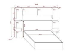 Tête de lit avec rangement Armoire - pont de lit PANAMA 13/HG/W/2-1B blanc/blanc brillant 240x182x35cm>Azura Home Design Sale