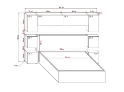 Tête de lit avec rangement Armoire - pont de lit PANAMA 13/HG/W/2-1B blanc/blanc brillant 240x182x35cm><noscript><img width=