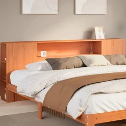 Tête de lit avec rangement cire marron 200cm bois massif de pin>Vidaxl