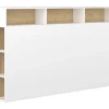 Tête de lit avec rangements NASTIA - 160 cm - Blanc et chêne>Vente-unique New