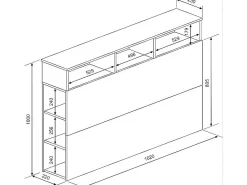 Tête de lit avec rangements NASTIA - 160 cm - Blanc et chêne><noscript><img width=