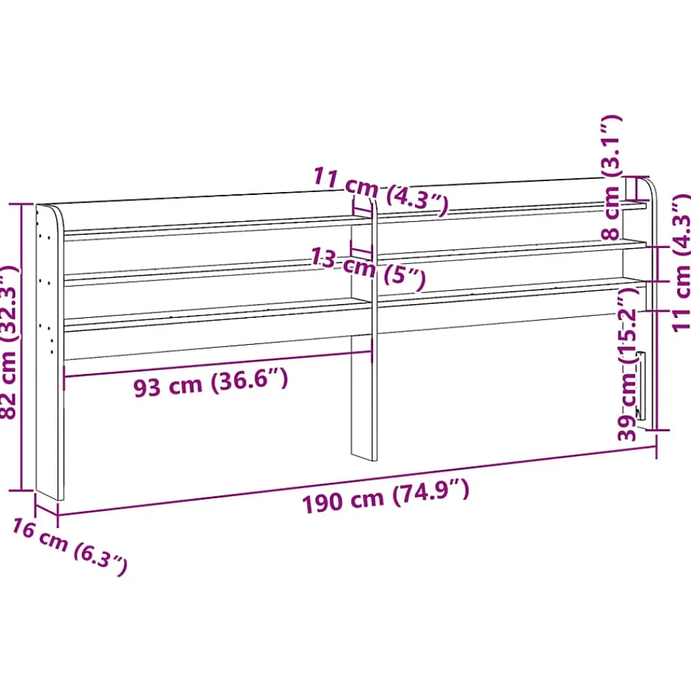 Vidaxl Tête de lit avec étagères 180 cm bois massif de pin* Tête De Lit