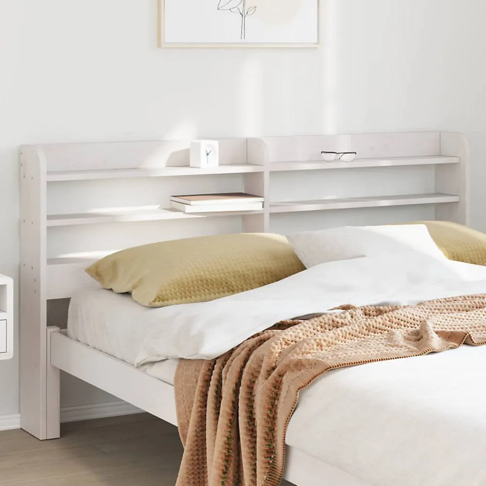 Tête de lit avec étagères blanc 160 cm bois massif de pin>Vidaxl Clearance