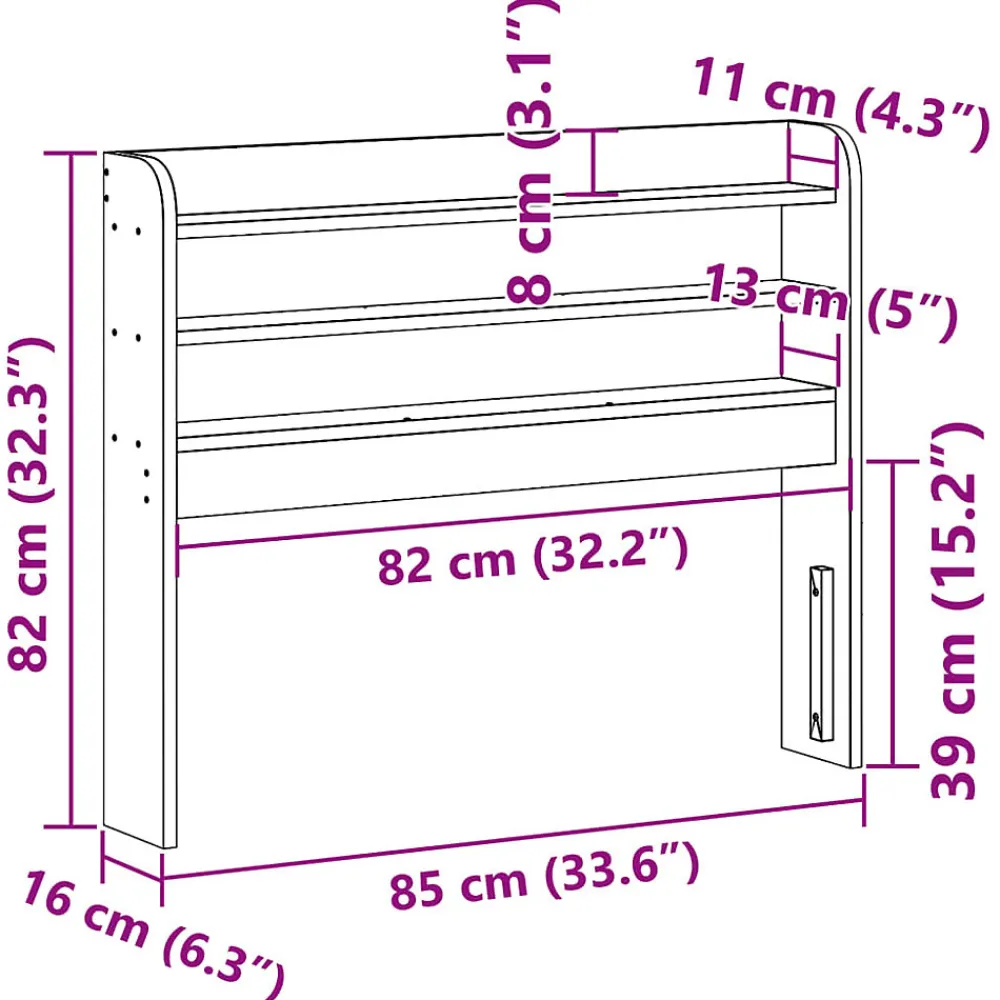 Tête de lit avec étagères marron cire 75 cm bois massif de pin>Vidaxl Discount