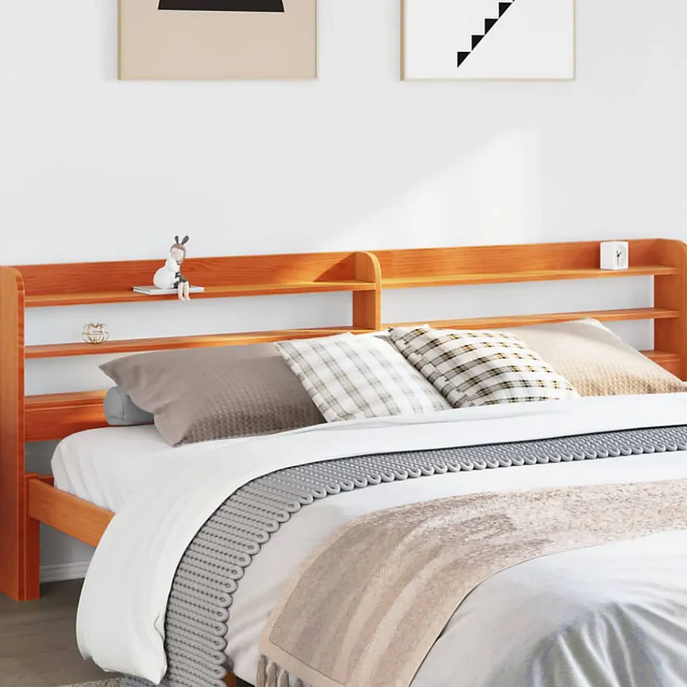 Tête de lit avec étagères marron cire 200 cm bois massif de pin>Vidaxl New