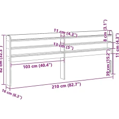 Tête de lit avec étagères marron cire 200 cm bois massif de pin><noscript><img width=