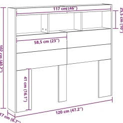 Tête de lit Chêne artisanal 120 x 17 x 102 cm Bois d'ingénierie><noscript><img width=