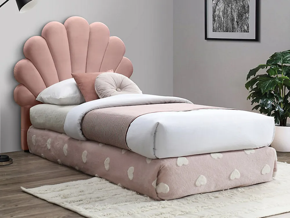 Tête de lit coquillage - 90 cm - Velours - Rose - MOANA>Vente-unique Online