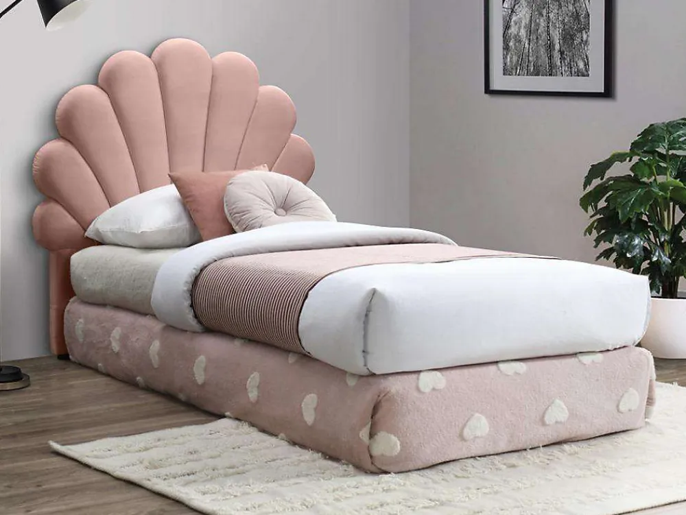 Tête de lit coquillage - 90 cm - Velours - Rose - MOANA>Vente-unique Online