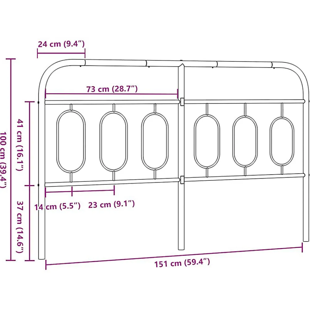 Tête de lit de remplacement métal noir 150 cm>Vidaxl Discount