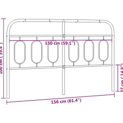 Tête de lit de remplacement métal noir 150 cm><noscript><img width=
