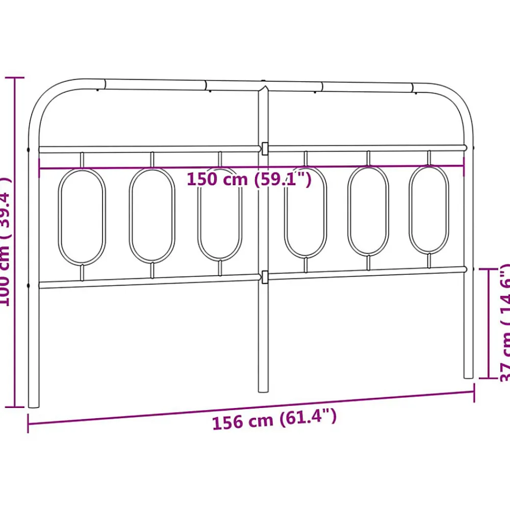 Tête de lit de remplacement métal noir 150 cm>Vidaxl Discount