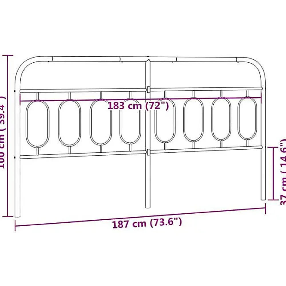 Vidaxl Tête de lit de remplacement métal noir 183 cm* Tête De Lit