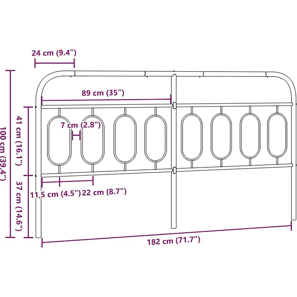 Vidaxl Tête de lit de remplacement métal noir 183 cm* Tête De Lit